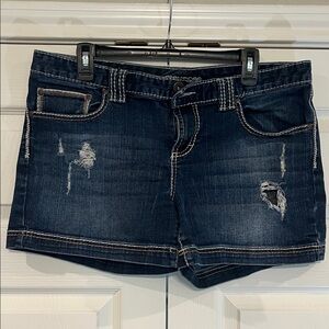 Maurices Dark Blue Distressed Jean Shorts